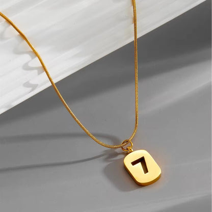 NSJ04B lucky Number 7 Necklace - 18k gold PVD plated 316 stainless steel - Anti tarnish