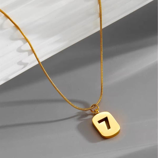 SS 280 lucky Number 7 Necklace - 18k gold PVD plated stainless steel - Anti tarnish - Wholesale