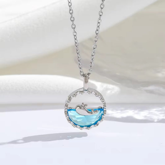 SS 286 Whale sea pendant Necklace - Steel PVD plated stainless steel - Anti tarnish - Wholesale