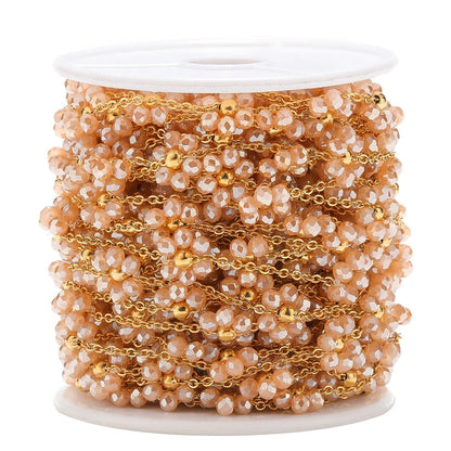 DIYS212 Peach Pearl Braided Flower Chain ( 1 feet ) 18k Gold PVD