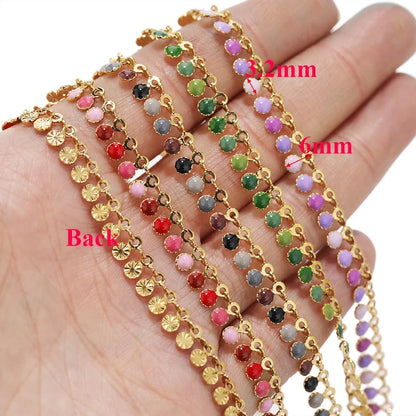 DIYS84 Enamel sun drop 18k gold PVD 316 Stainless steel chain ( 1 feet ) Anti tarnish