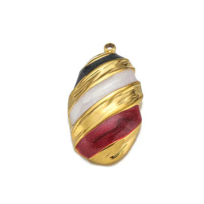 SC04M Multi stripe charm vintage style 18k gold plated Stainless steel ( 1 pc ) Anti tarnish