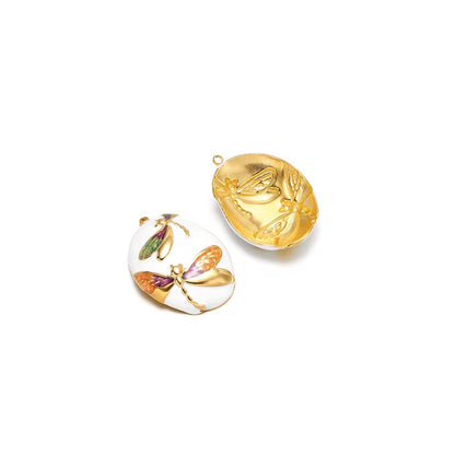 SC04K dragon fly charm vintage style 18k gold plated Stainless steel ( 1 pc ) Anti tarnish