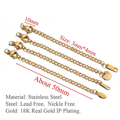 SS 1735 Extension Chain with Lobster Hook -  18k Gold PVD 316 Stainless steel ( 1 pc ) Anti tarnish