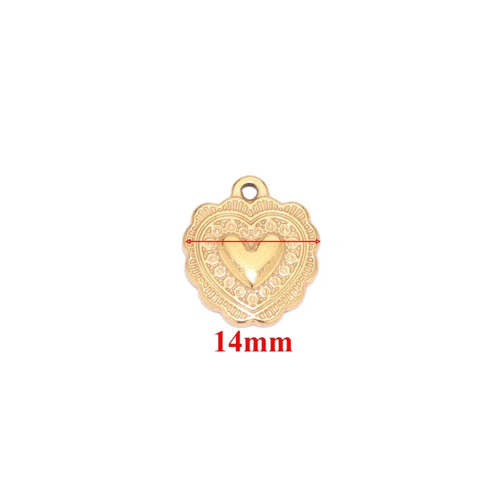 SS 1741 - Retro peach heart Stainless steel charm ( 1 pc ) Anti tarnish