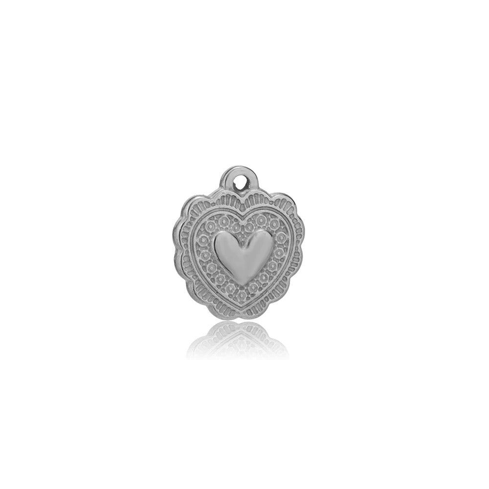 SS 1741 - Retro peach heart Stainless steel charm ( 1 pc ) Anti tarnish