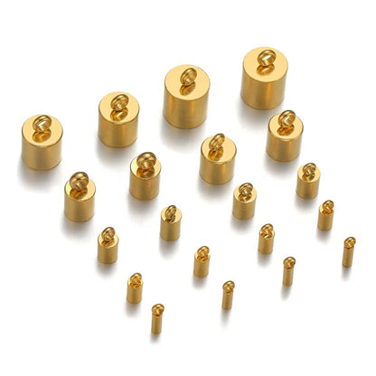 BBB 409 Bucket cord end cap for necklace making 18k gold PVD 316 Stainless steel ( 1 pc ) Anti tarnish