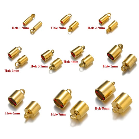 BBB 409 Bucket cord end cap for necklace making 18k gold PVD 316 Stainless steel ( 1 pc ) Anti tarnish