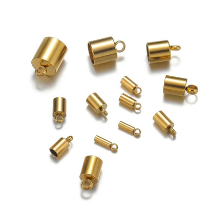 BBB 409 Bucket cord end cap for necklace making 18k gold PVD 316 Stainless steel ( 1 pc ) Anti tarnish