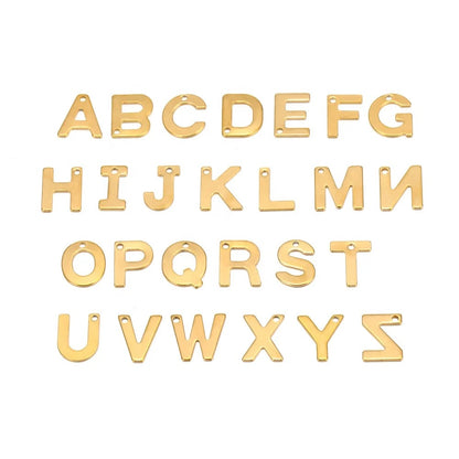 SC02I Alphabets gold PVD plated 316 Stainless steel charm ( 1 pc ) Anti tarnish
