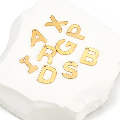 SC02I Alphabets gold PVD plated 316 Stainless steel charm ( 1 pc ) Anti tarnish
