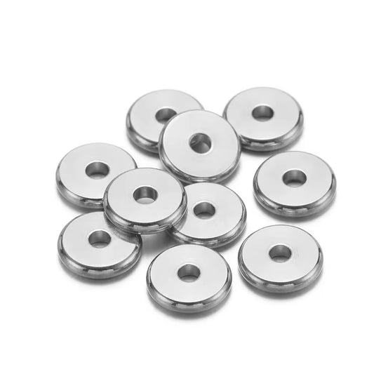 SS 1112 Disc Spacer Bead Silver plated stainless steel ( 1 pc ) Anti tarnish ( 5 * 1.5 mm )