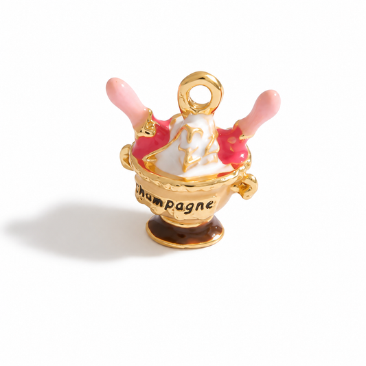 PC01B Champagne 3D Statement Charm - PVD plated ( 1 pc ) Premium Collectible | Anti tarnish