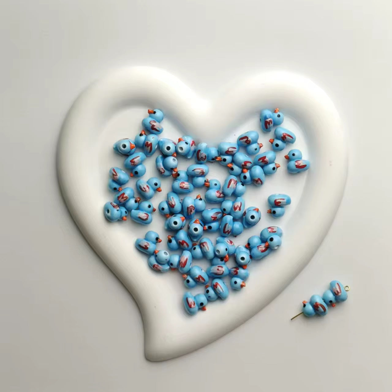 BBB 258 (b) Blue Cute Duck Ceramic bead ( 1 pc ) Porcelian Ceramic ( 10:12 mm )