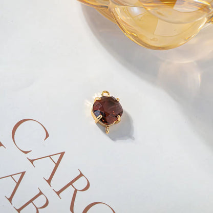 BBB 204 (L) Burgundy square Zircon Connector 14k gold plated ( 1 pc ) - anti tarnish