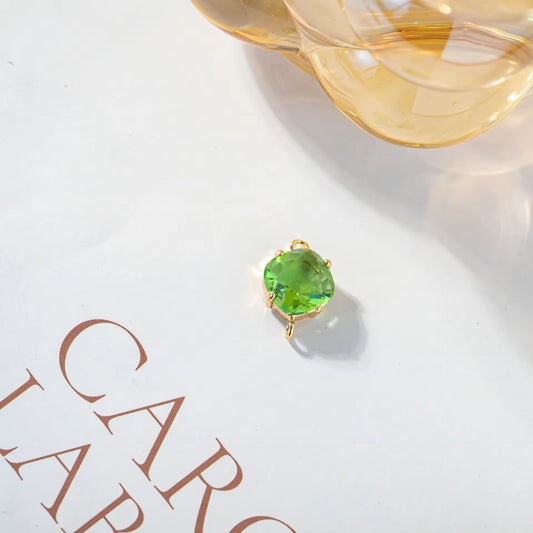 BBB 204 (M) Light Green square Zircon Connector 14k gold plated ( 1 pc ) - anti tarnish
