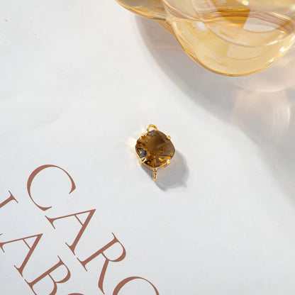 BBB 204 (N) Brown square Zircon Connector 14k gold plated ( 1 pc ) - anti tarnish