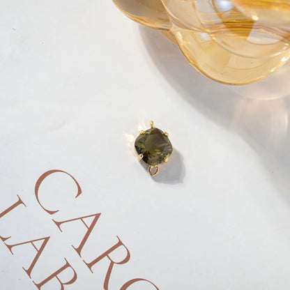 BBB 204 (J) Olive green square Zircon Connector 14k gold plated ( 1 pc ) - anti tarnish