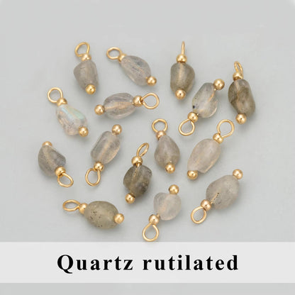 GB08 quartz Gemstone 18k gold plated charm ( 1 pc ) Anti tarnish