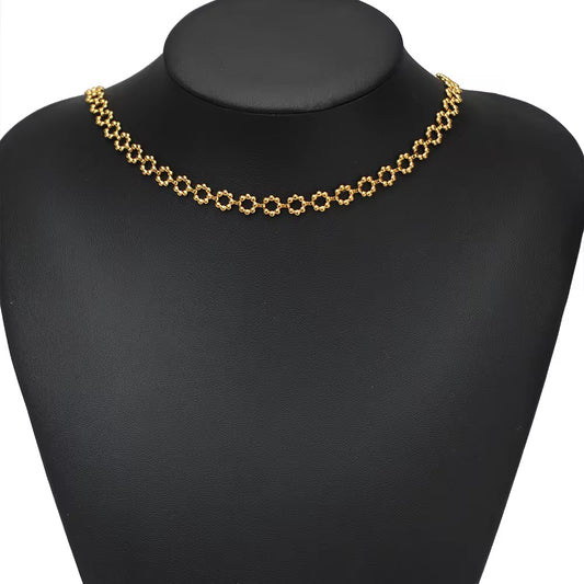 CN 409 Flower Link Chain 18k gold PVD 316 Stainless steel ( 1 feet ) Anti tarnish