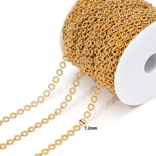 CN 409 Flower Link Chain 18k gold PVD 316 Stainless steel ( 1 feet ) Anti tarnish