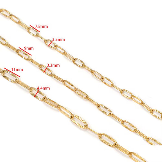 CN 410 Embossed Paper clip Chain 18k gold PVD 316 Stainless steel ( 1 feet ) Anti tarnish ( 9mm )