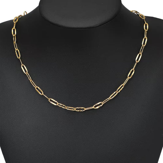 CN 410 Embossed Paper clip Chain 18k gold PVD 316 Stainless steel ( 1 feet ) Anti tarnish ( 9mm )