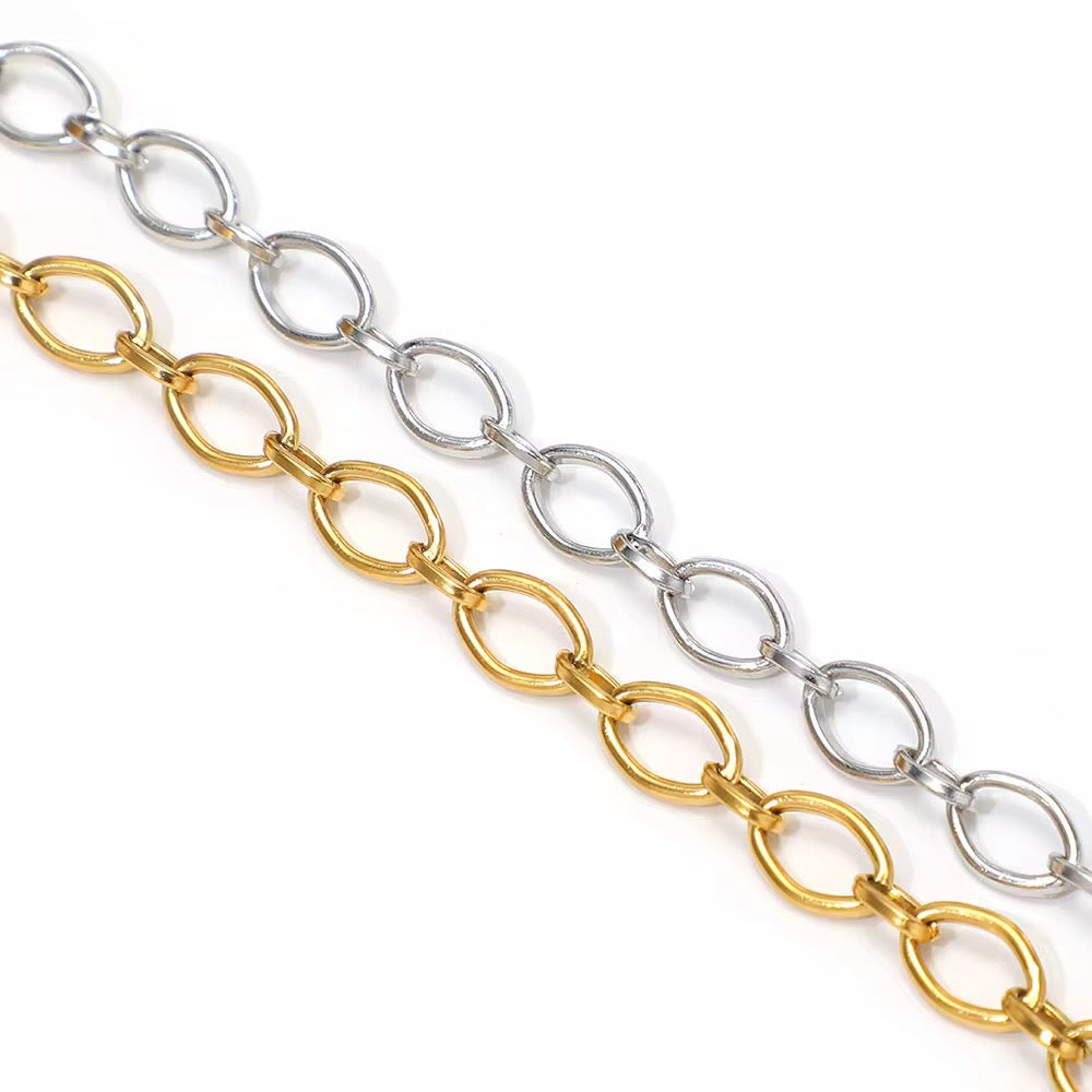 CN 411 Oval Link Chunky Chain 18k gold PVD 316 Stainless steel ( 1 feet ) Anti tarnish