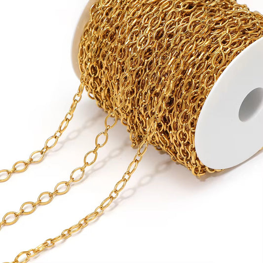 CN 411 Oval Link Chunky Chain 18k gold PVD 316 Stainless steel ( 1 feet ) Anti tarnish