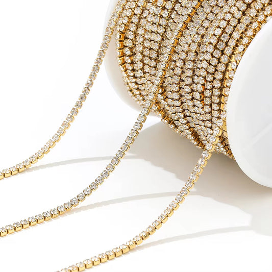 CN 412 Cubic Zircon Tennis Chain 18k gold PVD 316 Stainless steel ( 1 feet ) Anti tarnish ( 3mm )