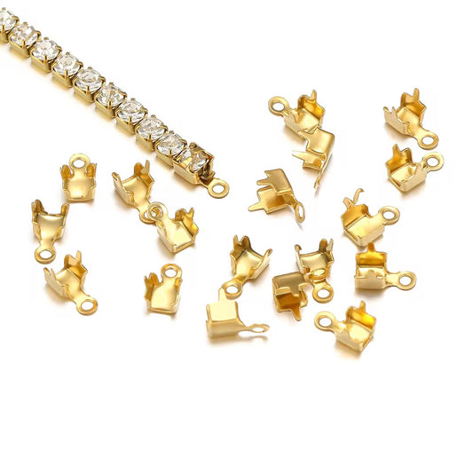 SS 3202 Zircon Claw Connectot 18k Gold PVD 316 Stainless steel ( 1 pc ) Anti tarnish ( 3mm )