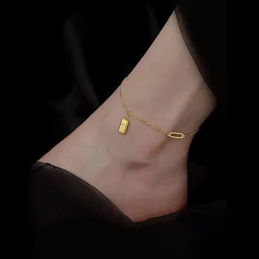 SJ 321 Gold bar dainty Anklet - 18k gold PVD plated stainless steel - Anti tarnish - Wholesale