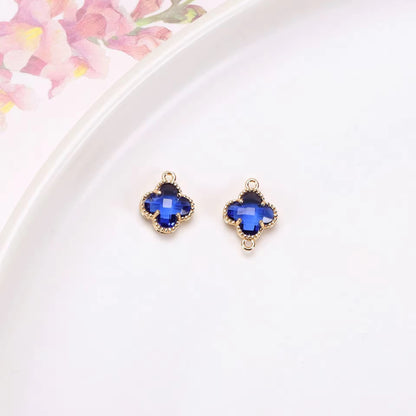 CZ 1353 Dark blue Clover Zircon Connector 14k gold plated ( 1 pc ) - anti tarnish