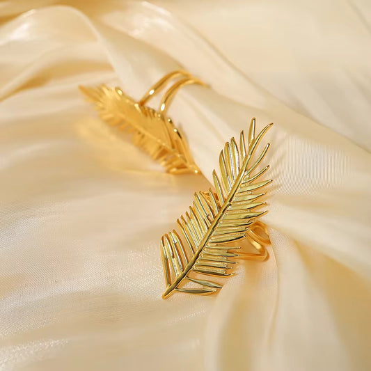 SJ 325 Feather Ring Adjustable - 18k gold PVD plated stainless steel - Anti tarnish - Wholesale