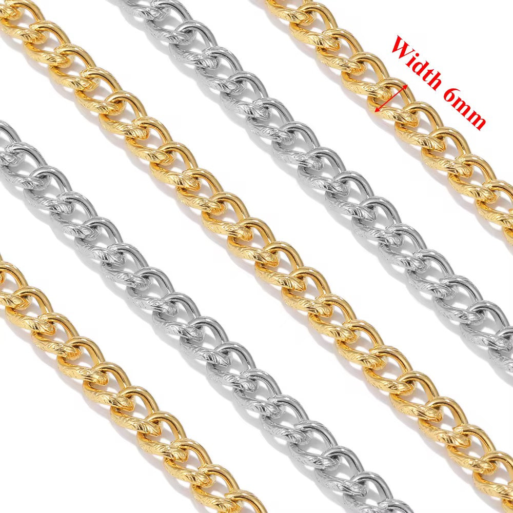 CN 329 Chunky Textured Wide Chain Silver PVD plated 316 Stainless steel  ( 1 feet ) Anti tarnish