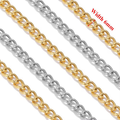CN 328 Chunky Textured Wide Chain 18k Gold PVD plated 316 Stainless steel  ( 1 feet ) Anti tarnish