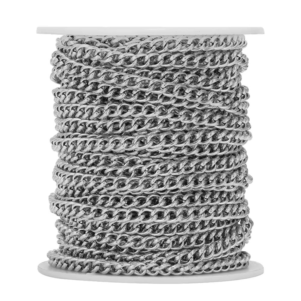 CN 329 Chunky Textured Wide Chain Silver PVD plated 316 Stainless steel  ( 1 feet ) Anti tarnish