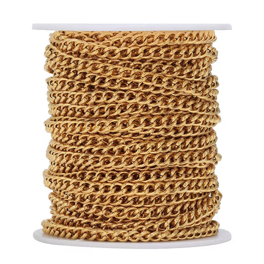 CN 328 Chunky Textured Wide Chain 18k Gold PVD plated 316 Stainless steel ( 1 feet ) Anti tarnish