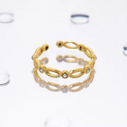 RSJ02G Dainty Zircon Ring Adjustable - 18k gold PVD plated 316 stainless steel - Anti tarnish