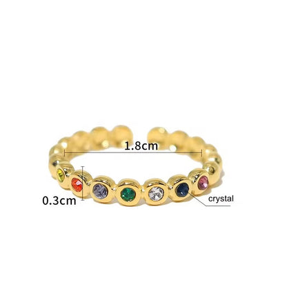 RSJ02F Zircon Dainty Ring Adjustable - 18k gold PVD plated 316 stainless steel - Anti tarnish