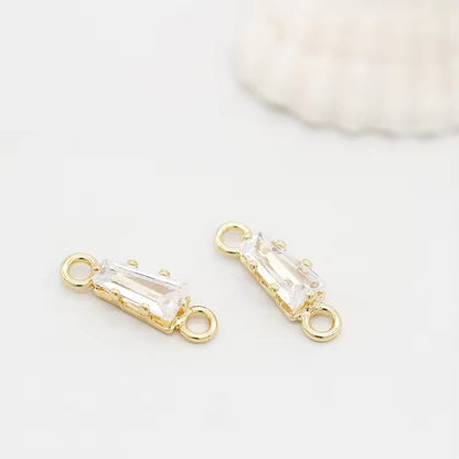 GPC12K Rectangle zircon Connector Charm 14k gold plated ( 1 pc ) Anti tarnish