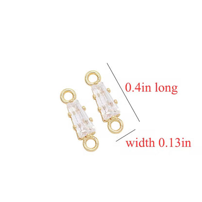 GPC12K Rectangle zircon Connector Charm 14k gold plated ( 1 pc ) Anti tarnish