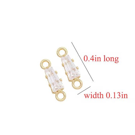GPC12K Rectangle zircon Connector Charm 14k gold plated ( 1 pc ) Anti tarnish