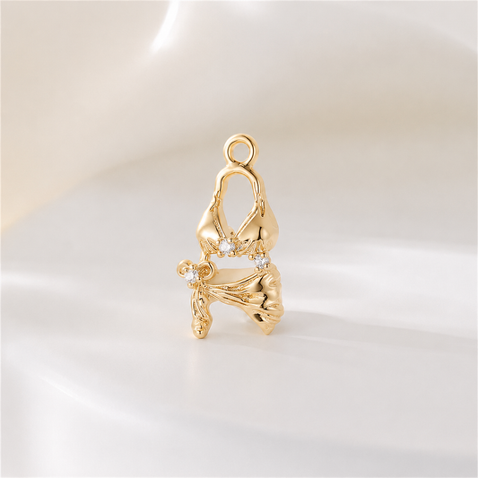 GPC13A Bikini zircon Charm 14k gold plated ( 1 pc ) Anti tarnish