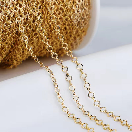 Hammered Heart chain 14k gold plated ( 1 feet ) Anti tarnish