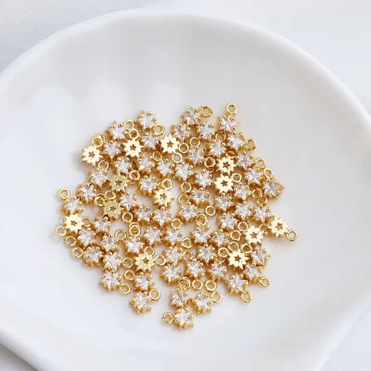 CZ 1353 Zircon star charm 14k gold plated ( 1 pc ) Anti tarnish