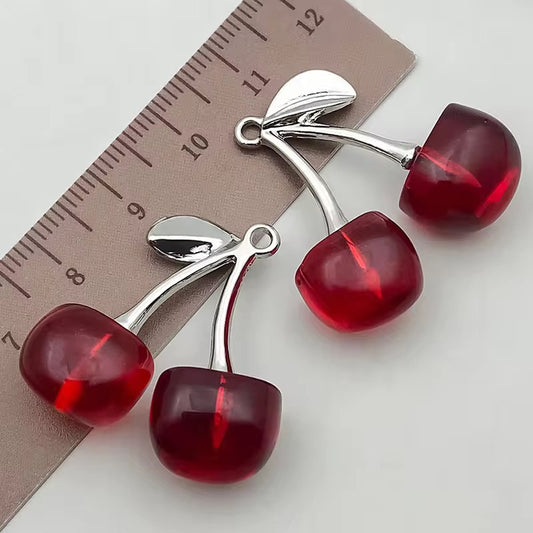 GB 1355 3D Cherry charm silver plated charm ( 1 pc ) - Anti Tarnish