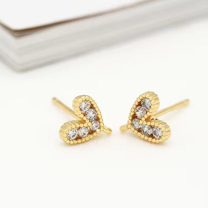 SS 3206 Heart zircon gold plated hook ( 2 pc ) anti tarnish
