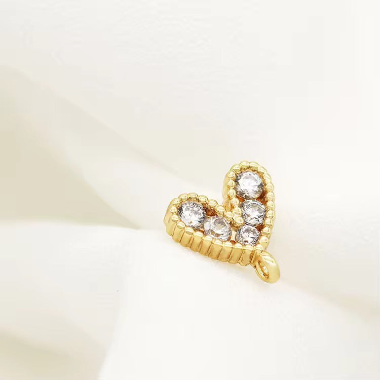 SS 3206 Heart zircon gold plated hook ( 2 pc ) anti tarnish