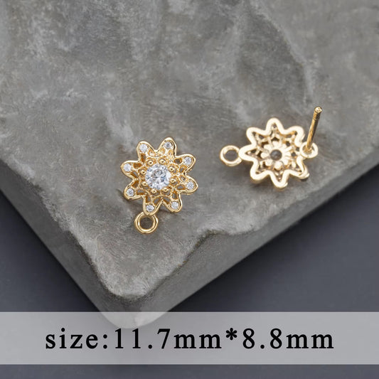 SS 3207 Floral zircon gold plated stud ( 2 pc ) anti tarnish